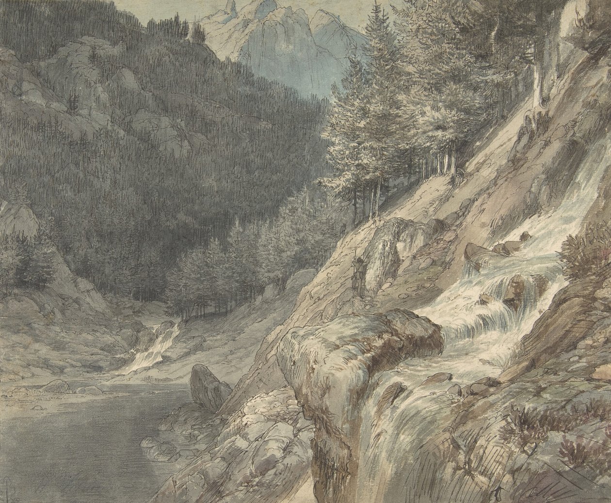 Nehirli Dağlık Manzara, 1807-63. by Johann Wilhelm Schirmer