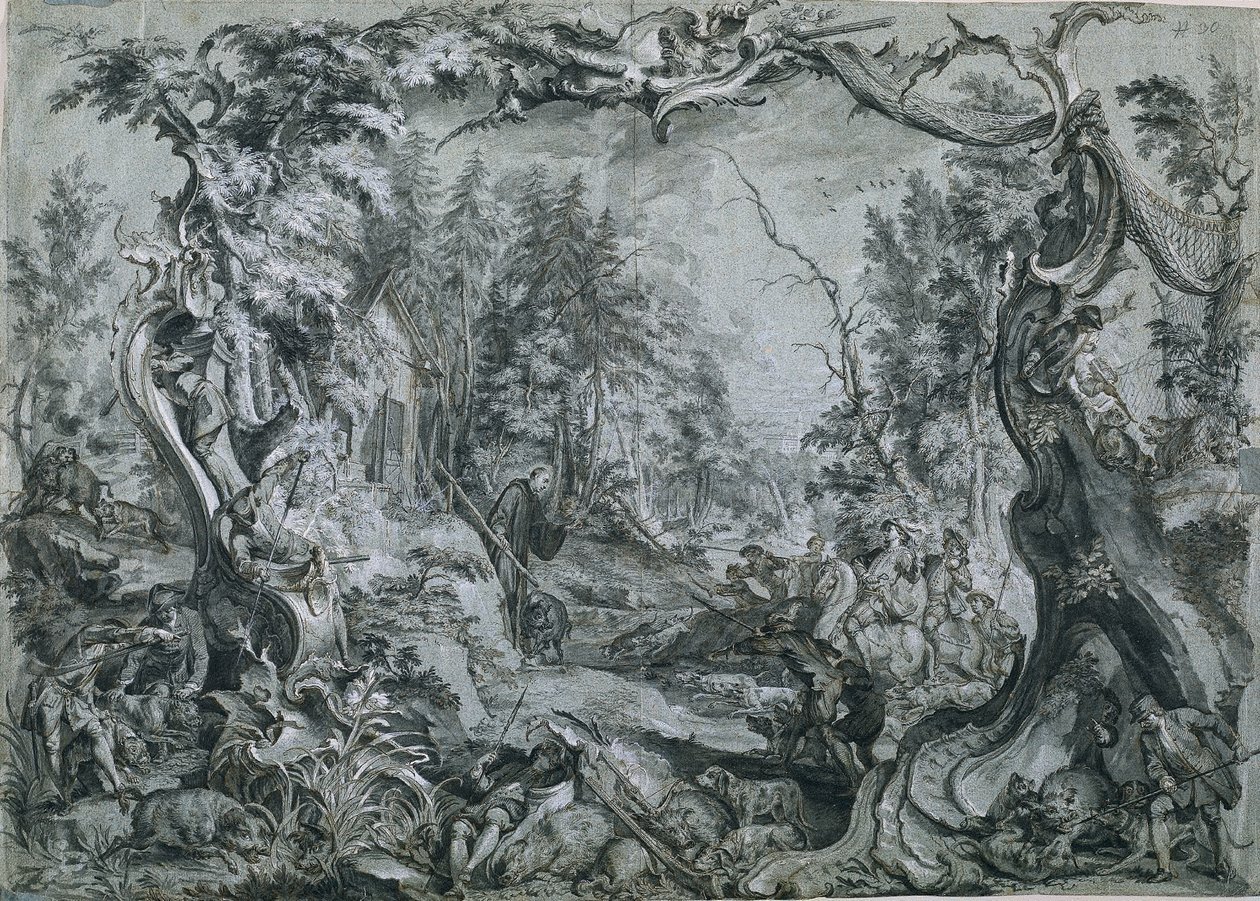 Aziz Deicolus ve Yaban Domuzu by Johann Wolfgang Baumgartner