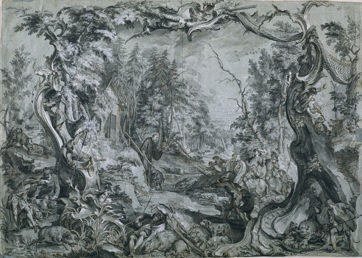 Aziz Deicolus ve Yaban Domuzu, 1747-1748. by Johann Wolfgang Baumgartner