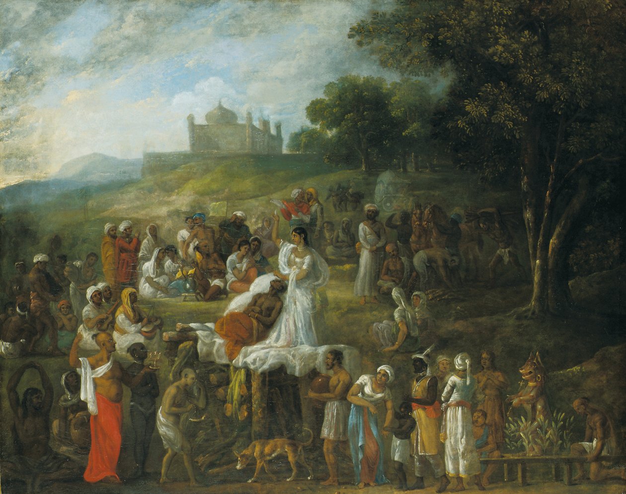 Bir Hint Dulunun Kocasının Cenaze Yığını Üzerine Kurban Edilmesi by Johan Joseph Zoffany