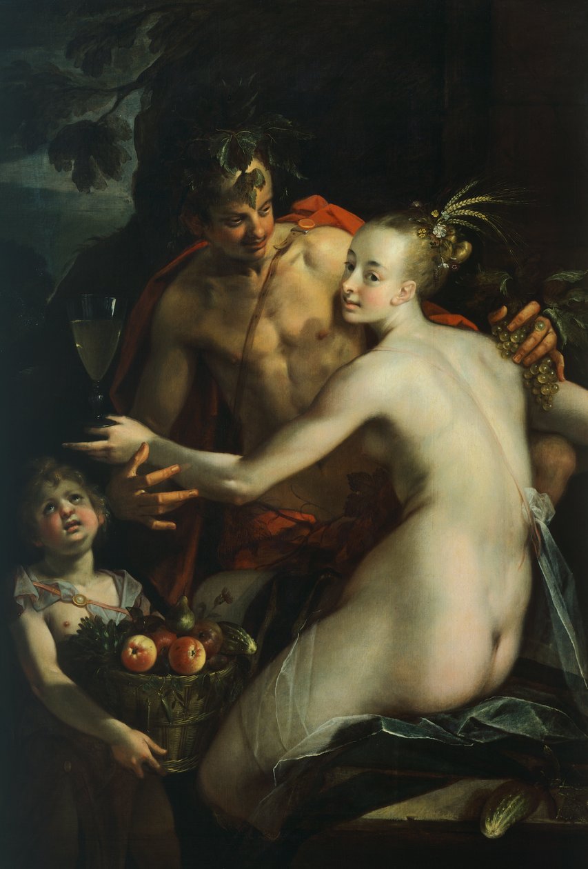 Bacchus, Venüs ve Aşk Tanrısı, Hans von Aachen (1552-1615) by Johann or Hans von Aachen