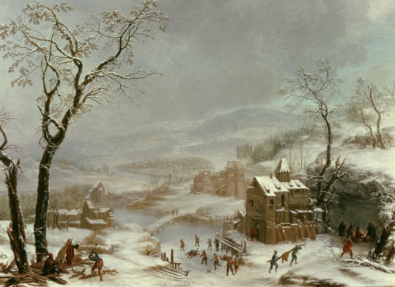 Flustal Nehri yakınında kış manzarası by Johann the Yngr. Dallinger von Dalling
