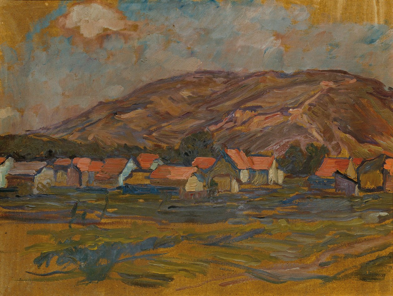 Evler ve dağ ile manzara by Johanna Kampmann Freund