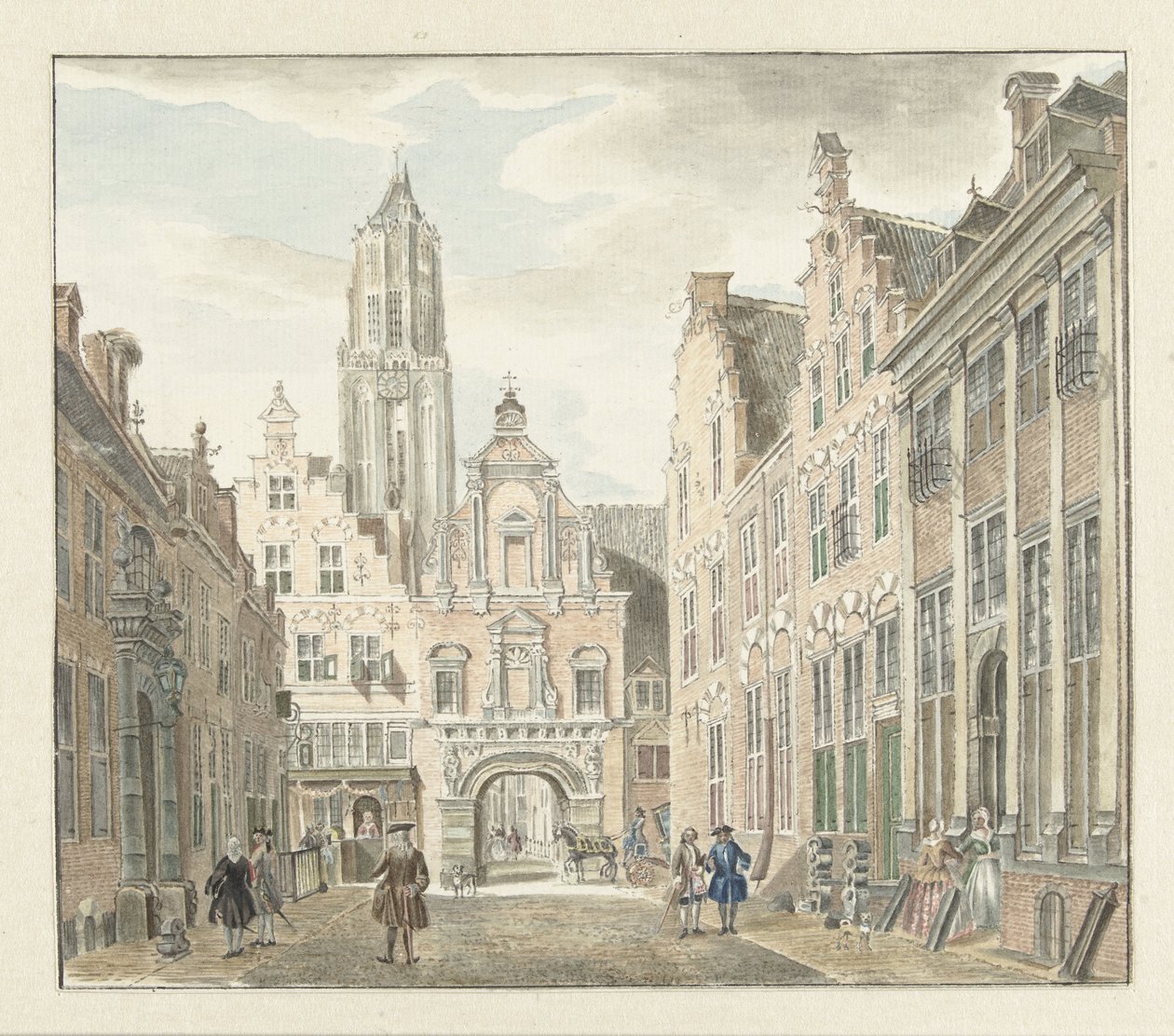 Dom Kulesi manzaralı Utrecht'teki Nieuwstraat by Johanna de Bruyn