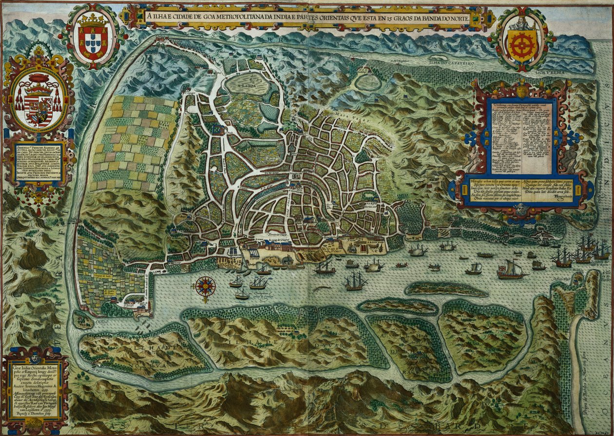 Şehir Haritası ve Portekiz Goa Limanı, Hindistan, 1595 (ayrıntılar için bkz. 110751) by Johannes Baptista van Doetechum the Younger
