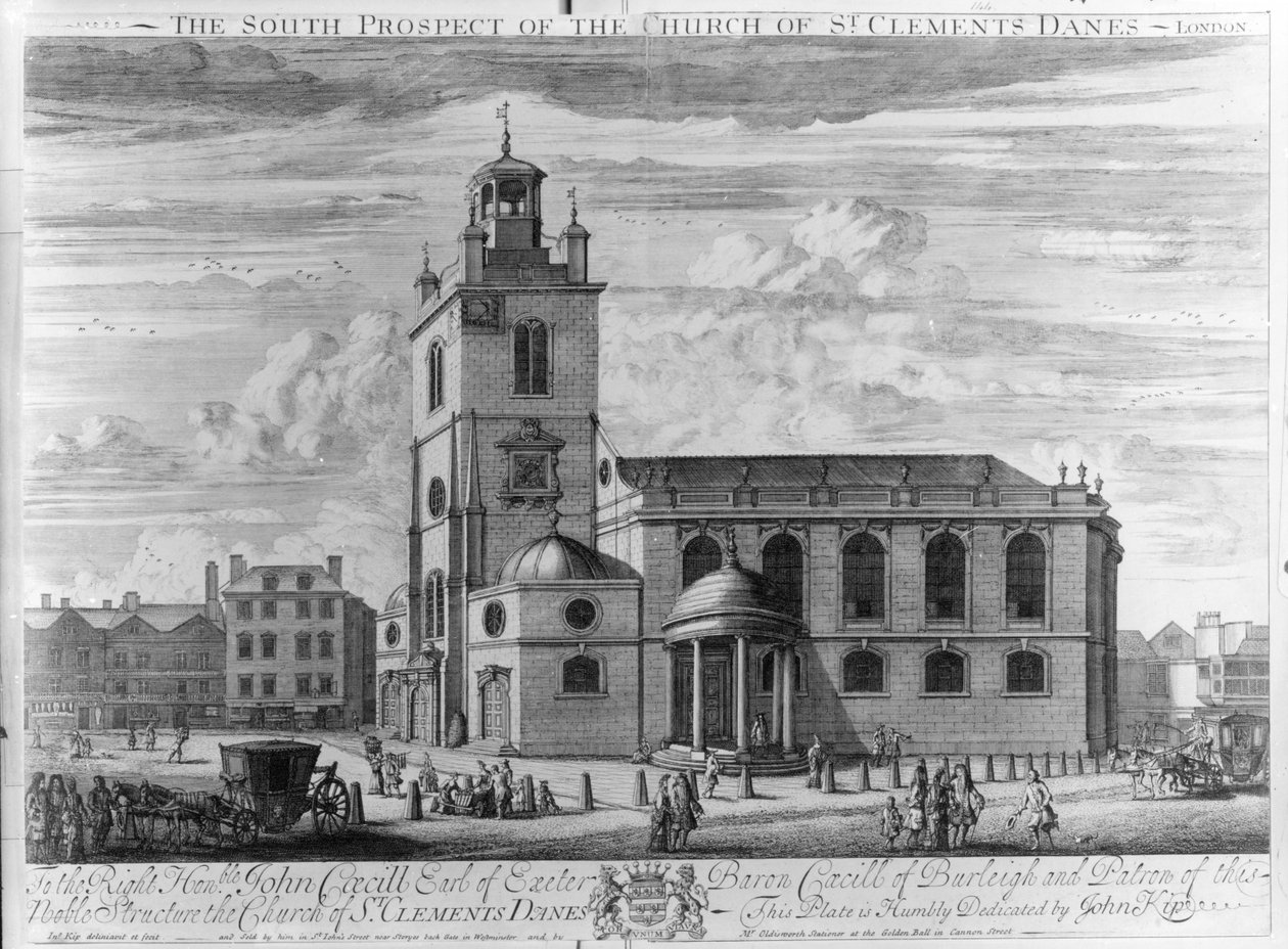 The South Prospect of the Church of St. Clements Danes, London  by Johannes Kip