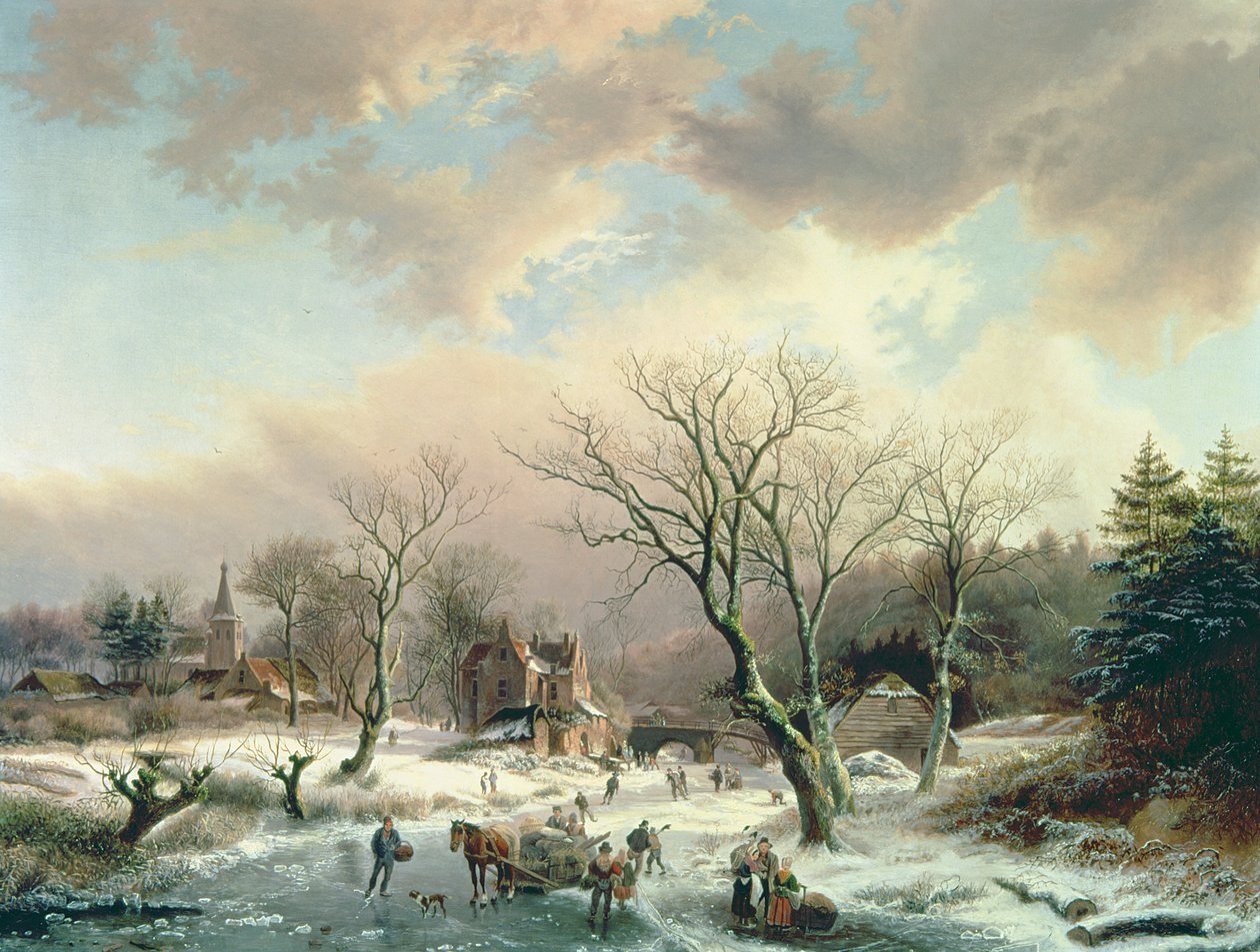 kış sahnesi by Johannes Petrus van Velzen