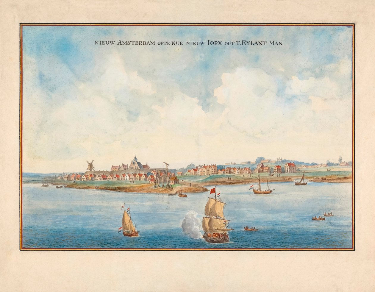 17. yüzyılda denizden New York. by Johannes (after) Vingboons