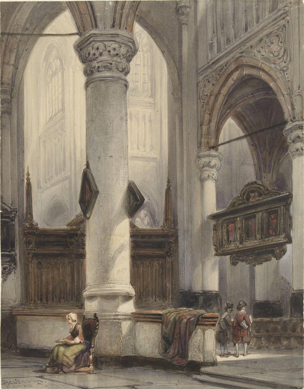 Delft'teki Yeni Kilisenin İçi by Johannes Bosboom