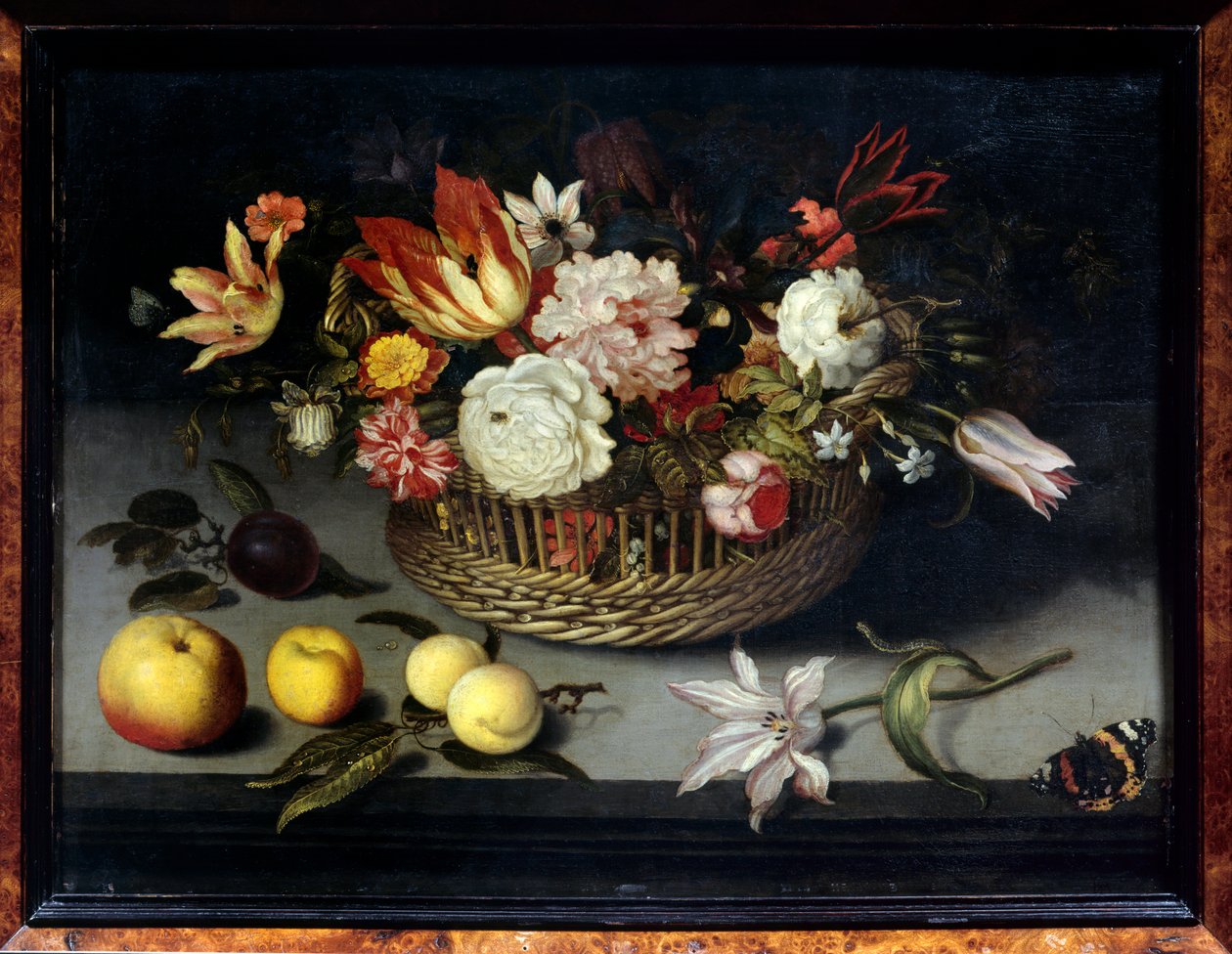 Çiçek sepeti Boyama Johannes Boschaert (1610-1628) (ec flam) 17. yüzyıl Dim 0,34x0,45 m Paris, musee du Louvre by Johannes Bosschaert