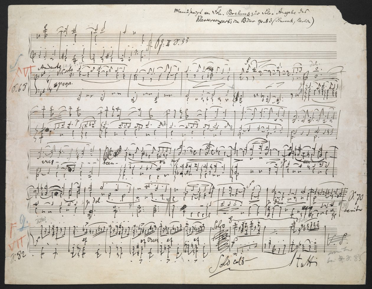 Zweig MS 19 f.1r Piyano Konçertosu no.2 B bemol, op. 83 by Johannes Brahms