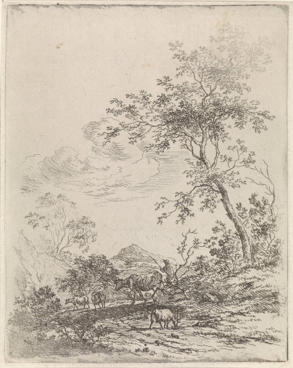 Sığır ile dağ manzarası by Johannes Christiaan Janson