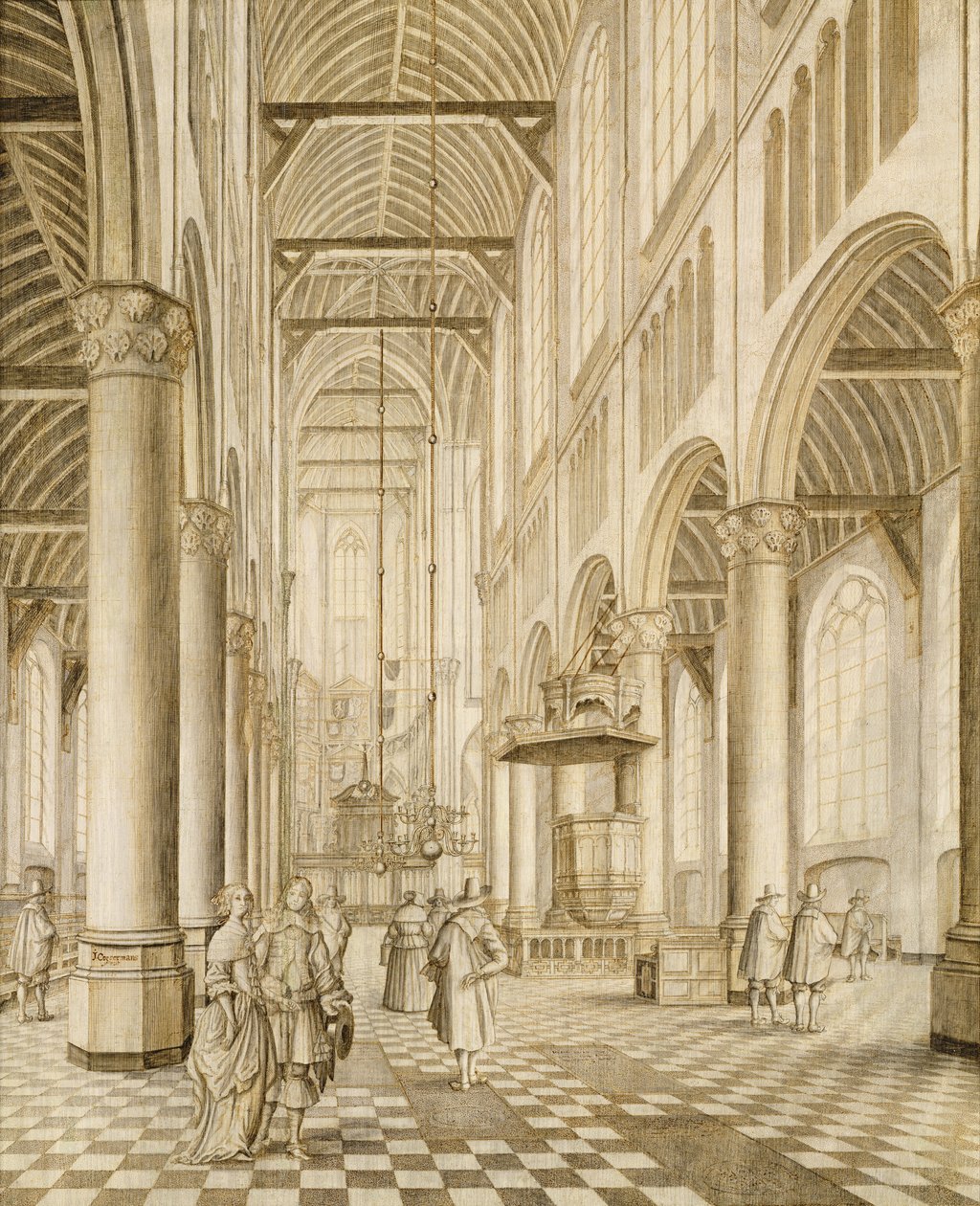 Yeni Kilisenin İçi, Delft by Johannes Coebermans