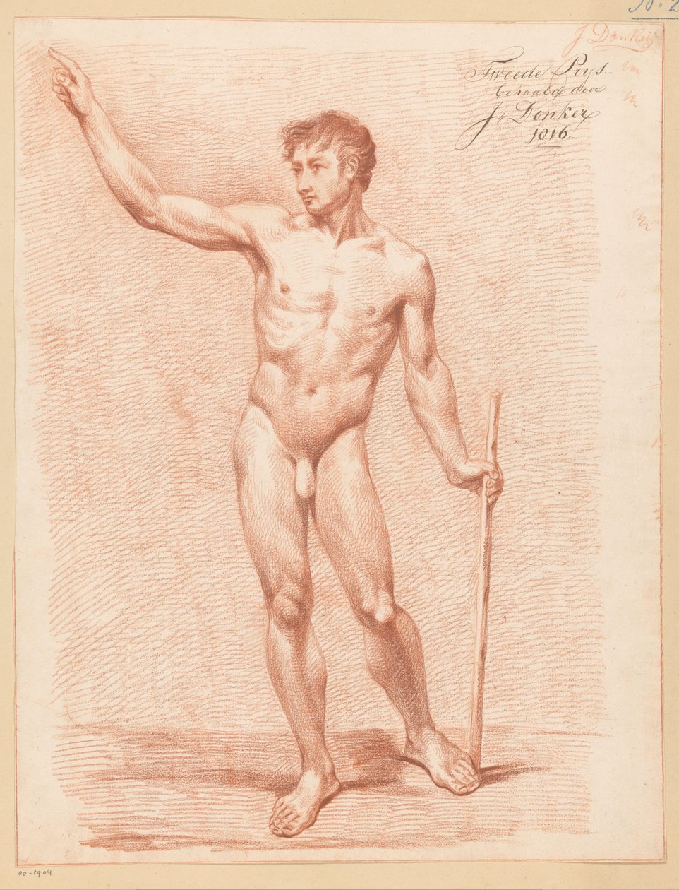 Önden bakıldığında çıplak duran erkek (2. ödül 1816) by Johannes Donker
