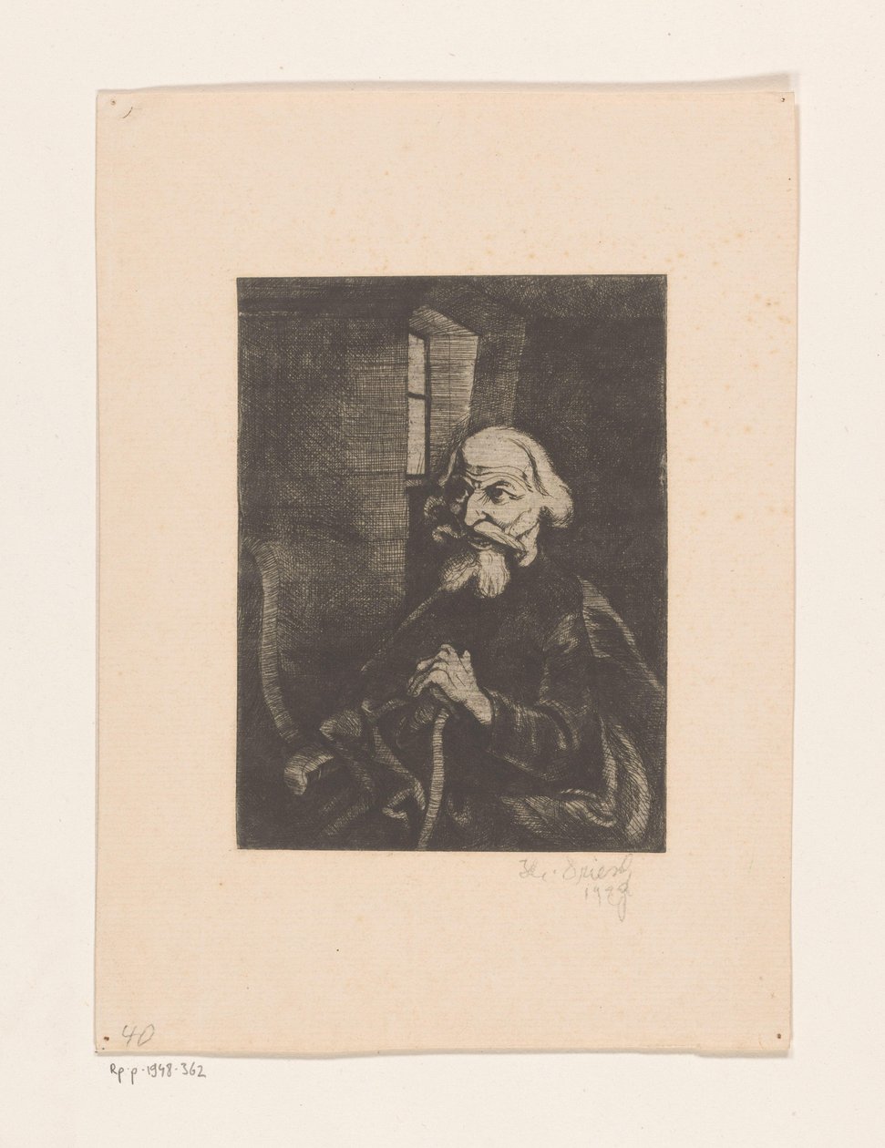 Yaşlı oturan adam by Johannes Driesch (signed by artist)