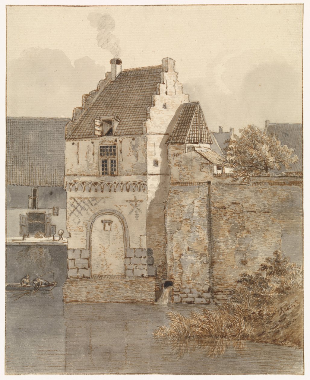 Nijmegen'deki Oude Haven'daki Bottelpoort'un görünümü by Johannes Franciscus Christ