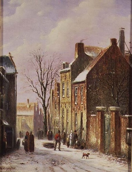 Kış sokak sahnesi by Johannes Franciscus Spohler