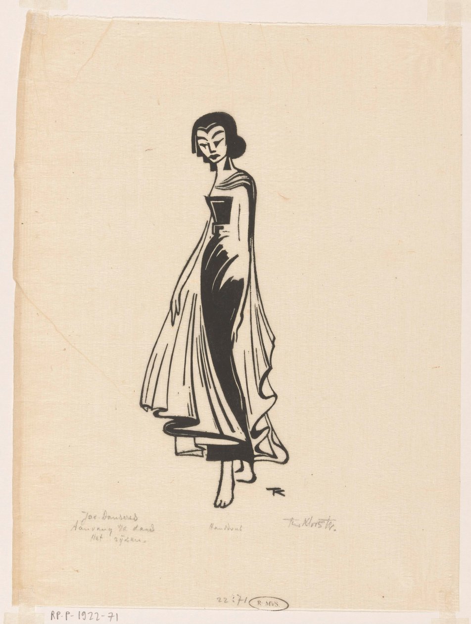 Dansın başlangıcı, yükselen (nesne üzerinde orijinal başlık) Cava dansçı (nesne üzerinde orijinal seri başlığı) by Johannes Frederik Engelbert ten Klooster (signed by artist)
