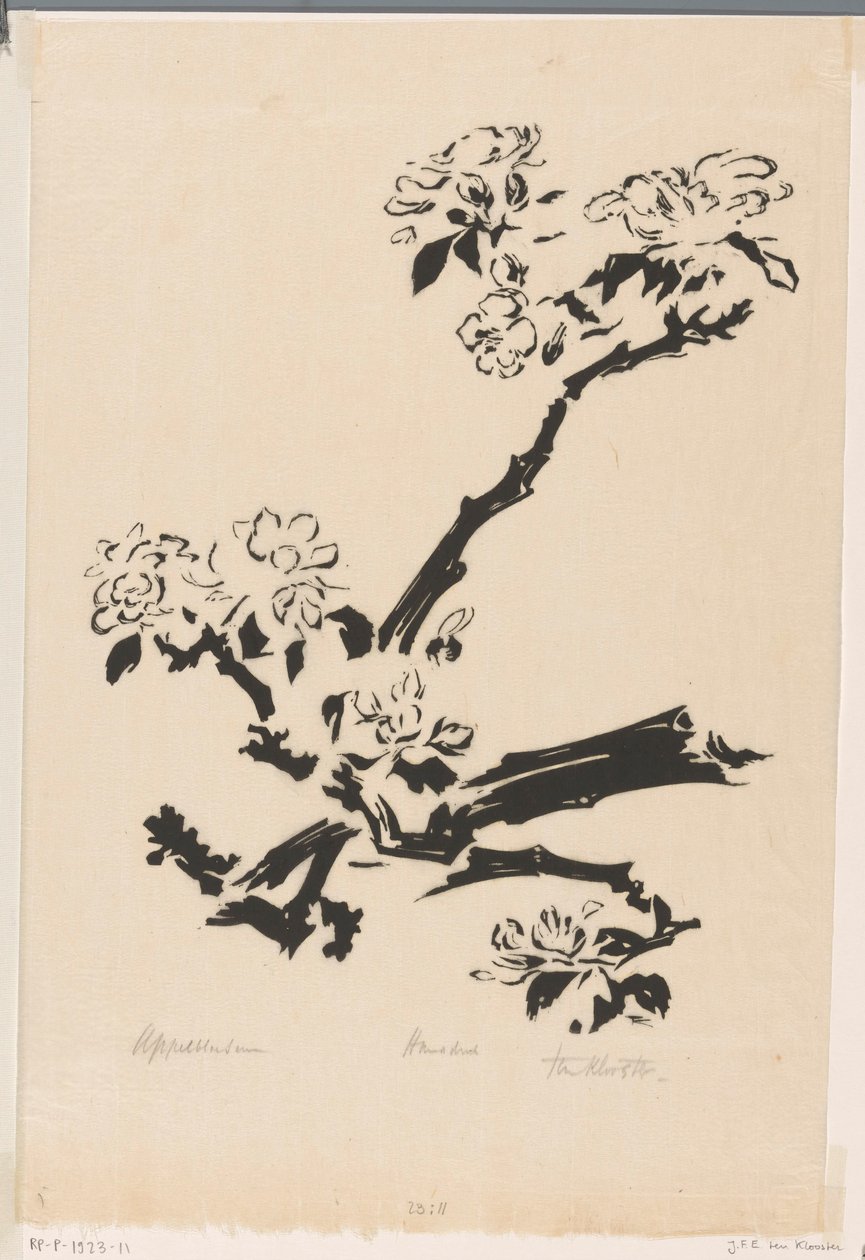 Appelbloesem (nesne üzerindeki orijinal başlık) by Johannes Frederik Engelbert ten Klooster (signed by artist)