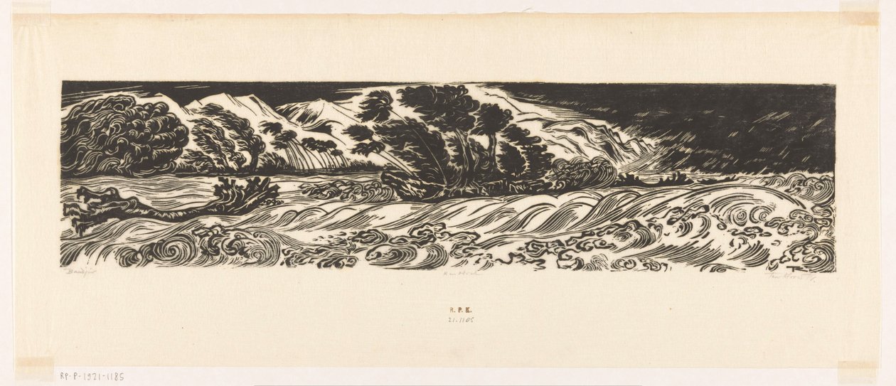 Bandjir (nesne üzerindeki orijinal başlık) by Johannes Frederik Engelbert ten Klooster (signed by artist)