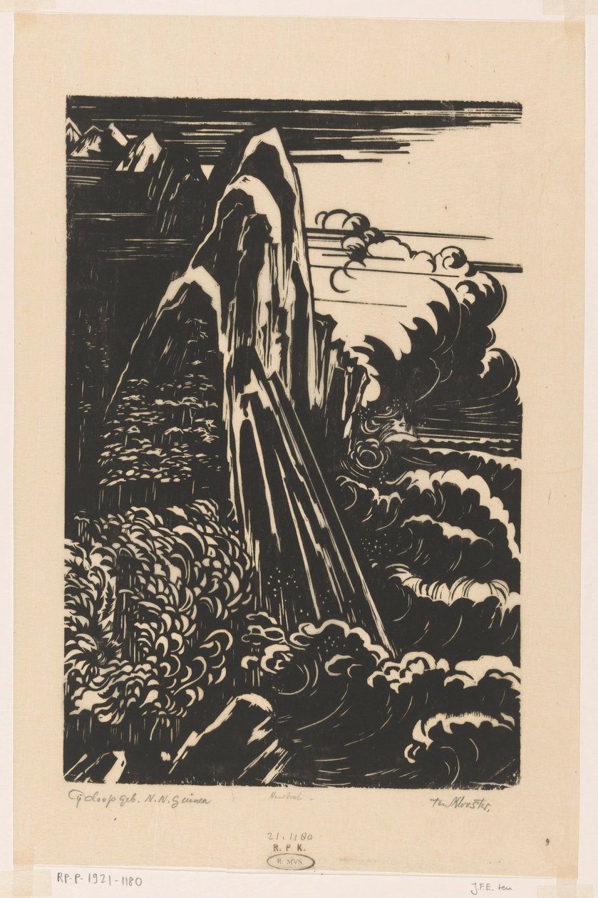 Cyclops Dağları, Hollanda Yeni Gine (nesne üzerindeki orijinal başlık) by Johannes Frederik Engelbert ten Klooster (signed by artist)