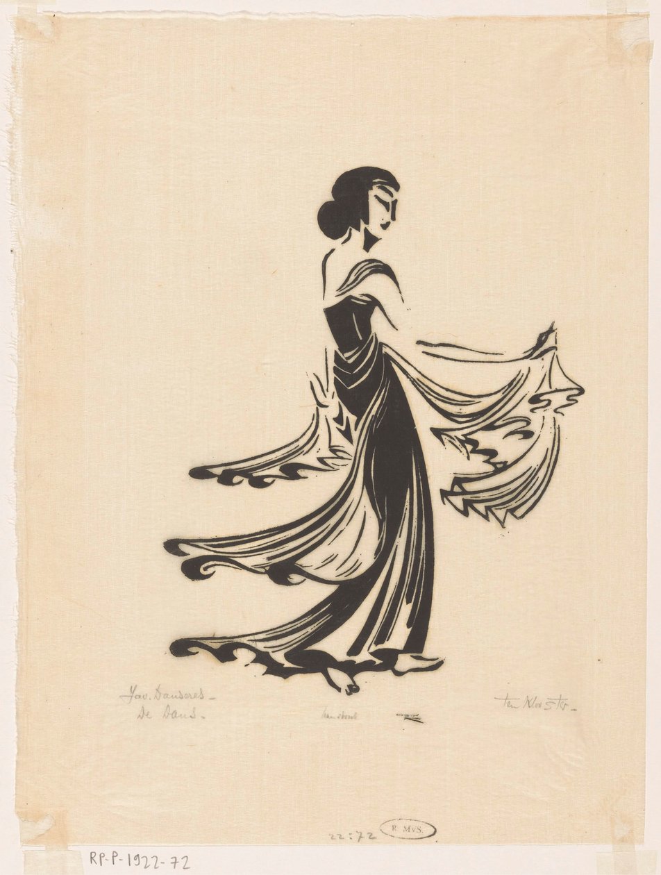 Dans (nesne üzerindeki orijinal başlık) Cava dansçı (nesne üzerinde orijinal seri başlığı) by Johannes Frederik Engelbert ten Klooster (signed by artist)
