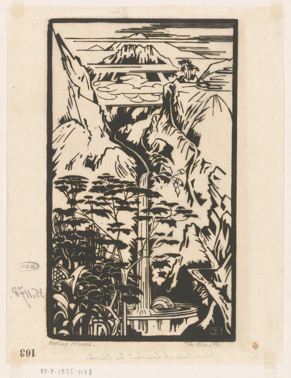 Helling Merapi (nesne üzerindeki orijinal başlık) by Johannes Frederik Engelbert ten Klooster (signed by artist)