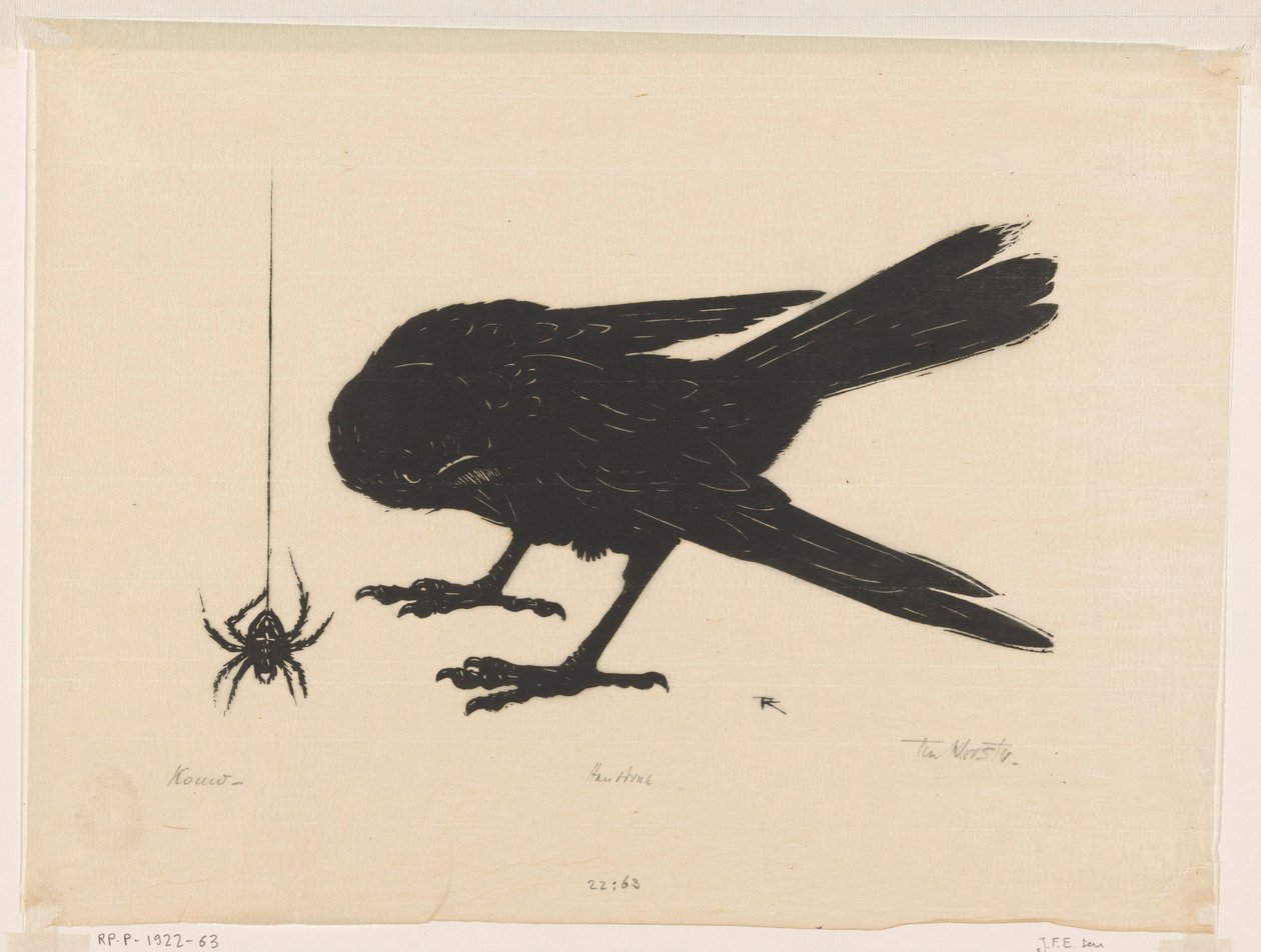 Kauw (nesne üzerindeki orijinal başlık) by Johannes Frederik Engelbert ten Klooster (signed by artist)
