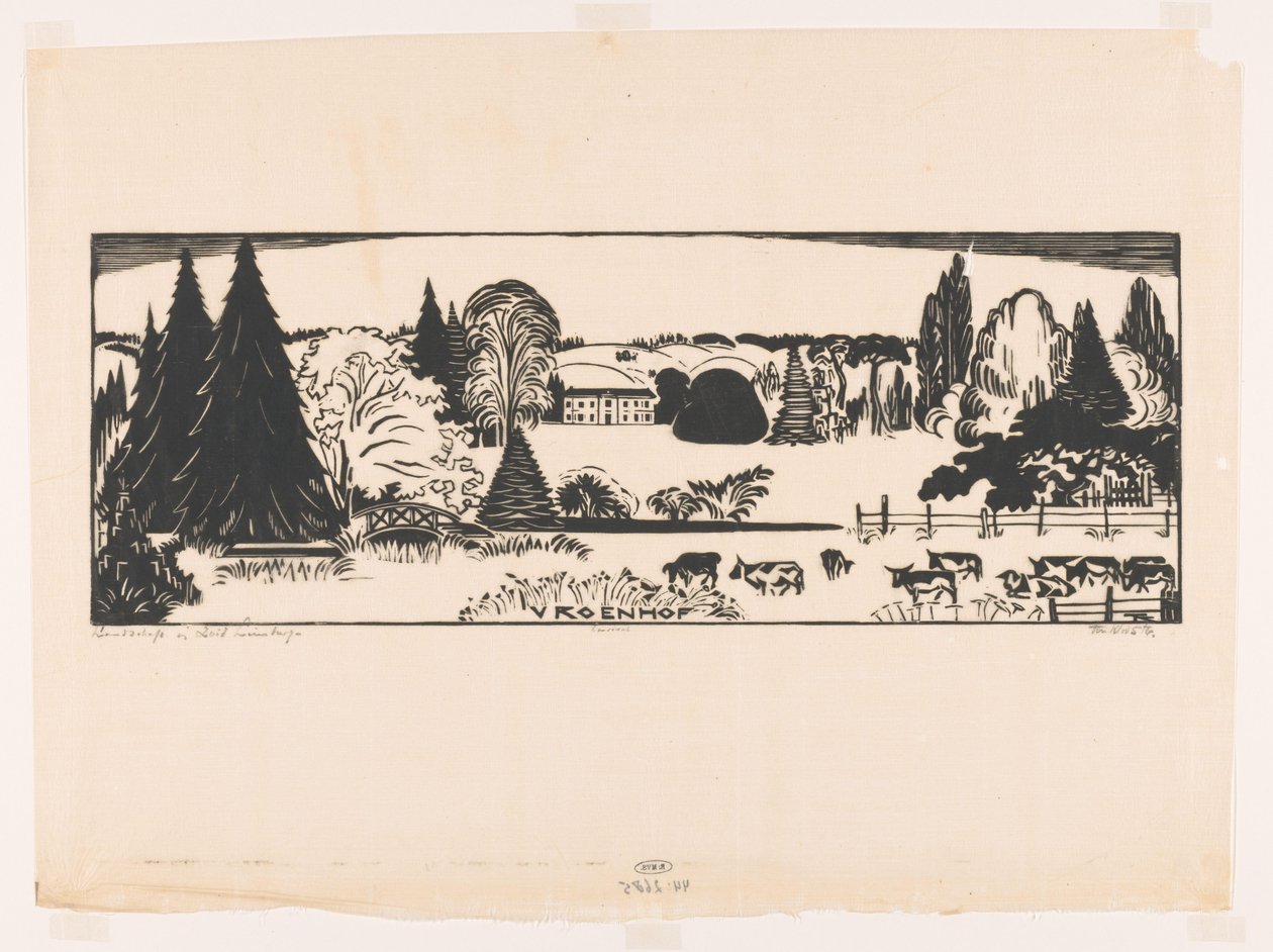 Güney Limburg'da manzara (nesne üzerindeki orijinal başlık) Vroenhof (nesne üzerindeki başlık) by Johannes Frederik Engelbert ten Klooster (signed by artist)