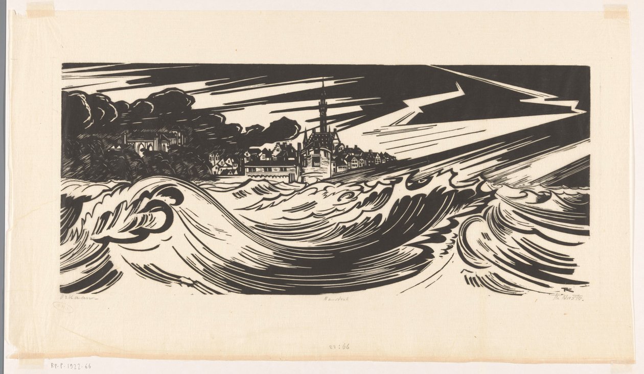 Orkaan (nesne üzerindeki orijinal başlık) by Johannes Frederik Engelbert ten Klooster (signed by artist)