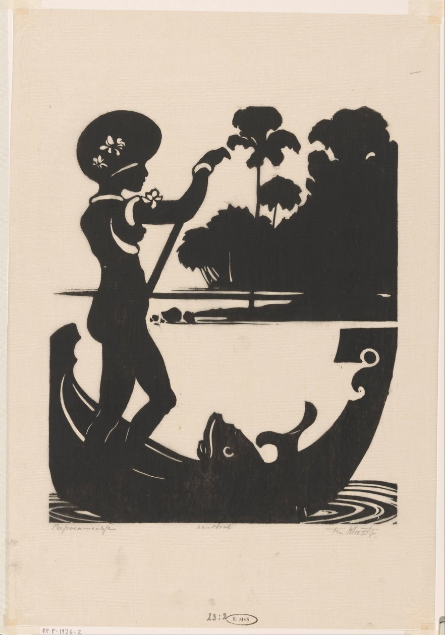 Papua kızı (nesnedeki orijinal başlık) by Johannes Frederik Engelbert ten Klooster (signed by artist)