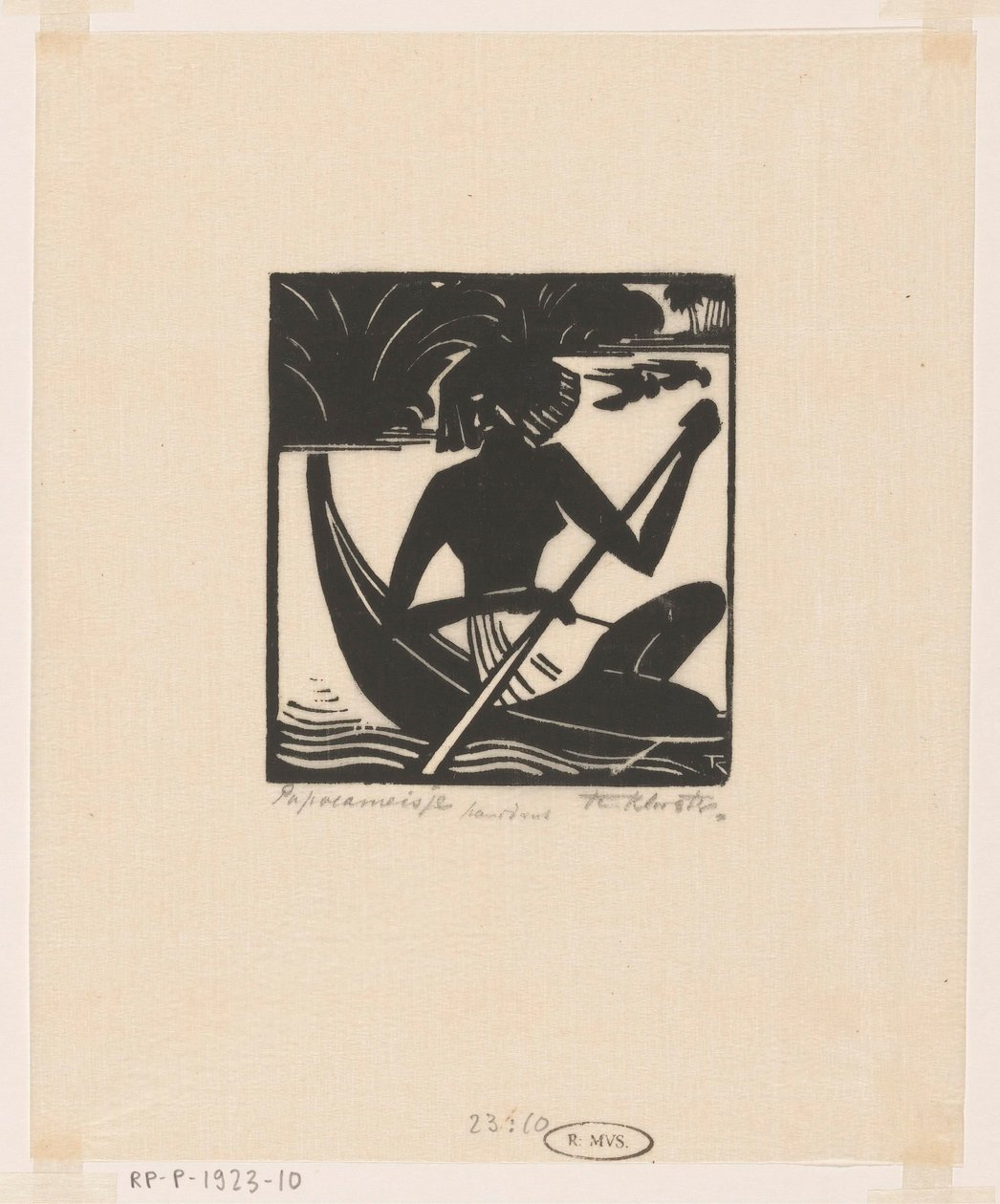 Papua kızı (nesnedeki orijinal başlık) by Johannes Frederik Engelbert ten Klooster (signed by artist)