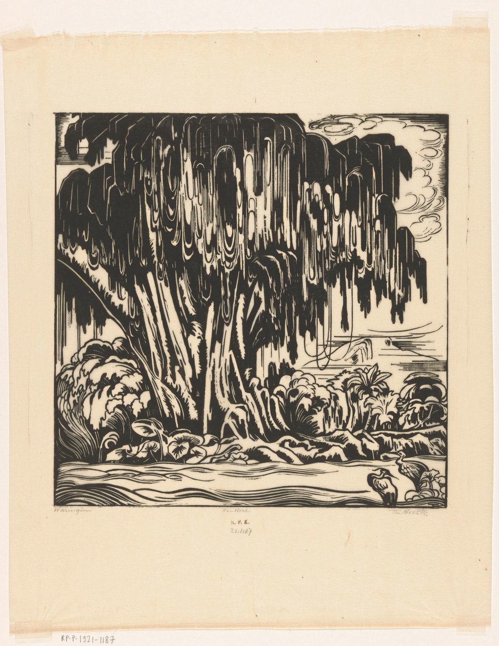 Waringin (nesne üzerindeki orijinal başlık) by Johannes Frederik Engelbert ten Klooster (signed by artist)