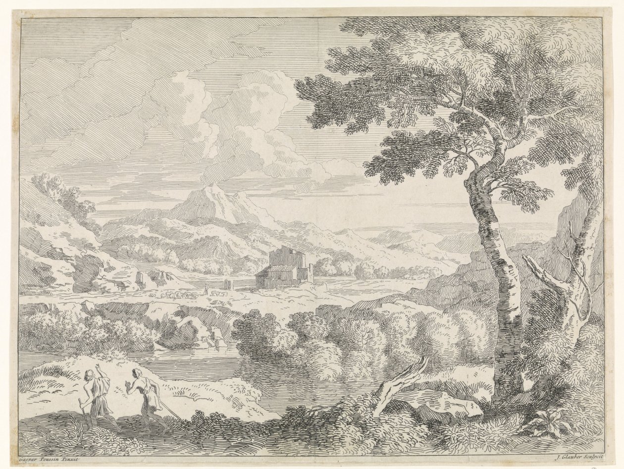 Çobanlar ile tepelik manzara Gaspar Poussin