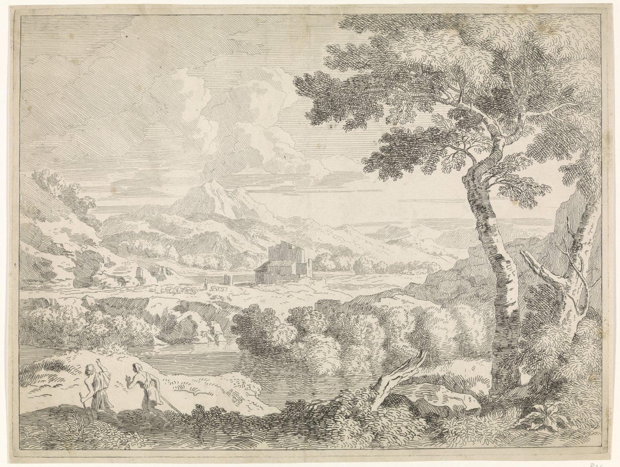 Çobanlar ile tepelik manzara Gaspar Poussin