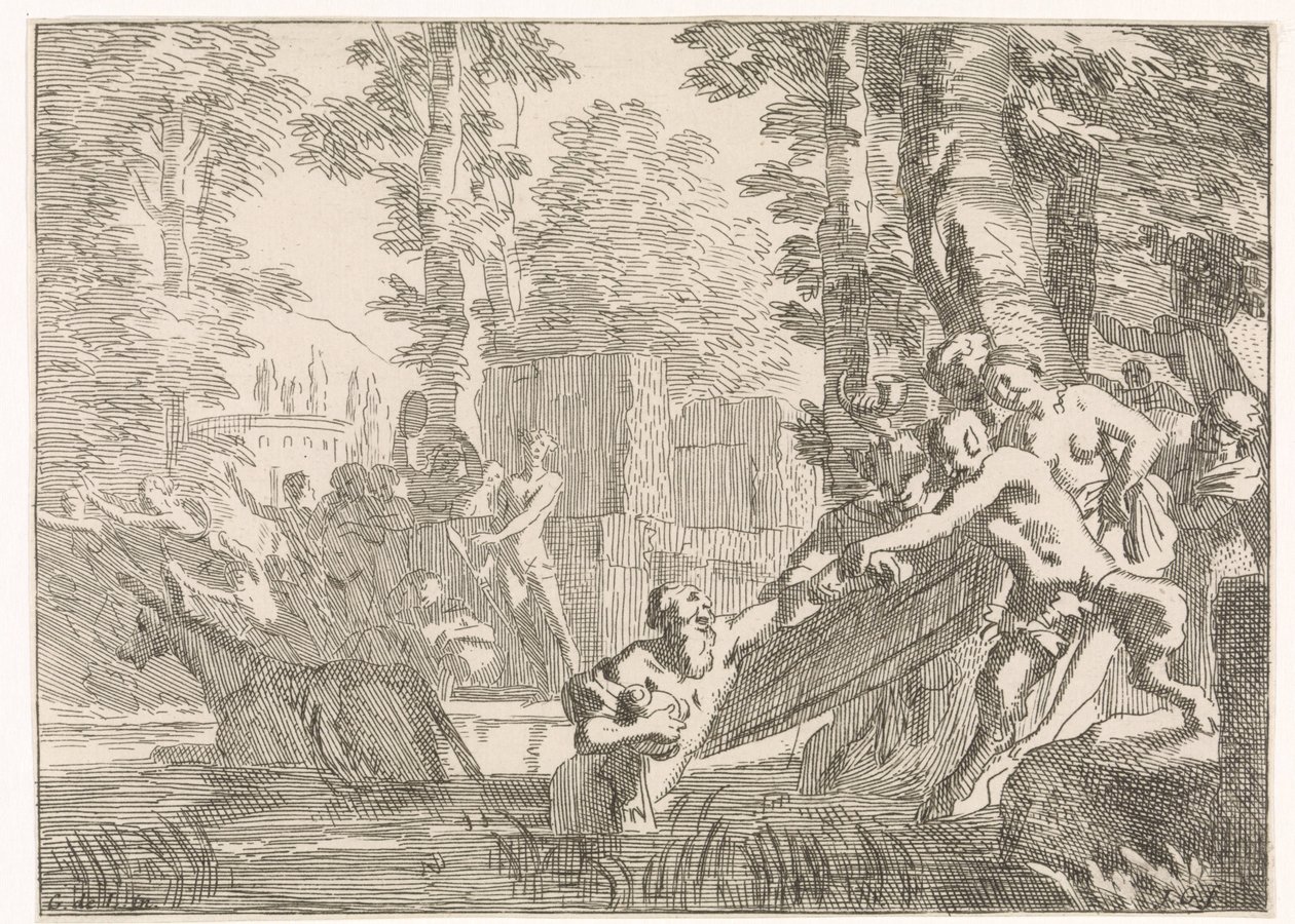 Silenus sudan çıkarılır. Mitolojik ve alegorik temsiller (dizi başlığı) by Johannes Glauber