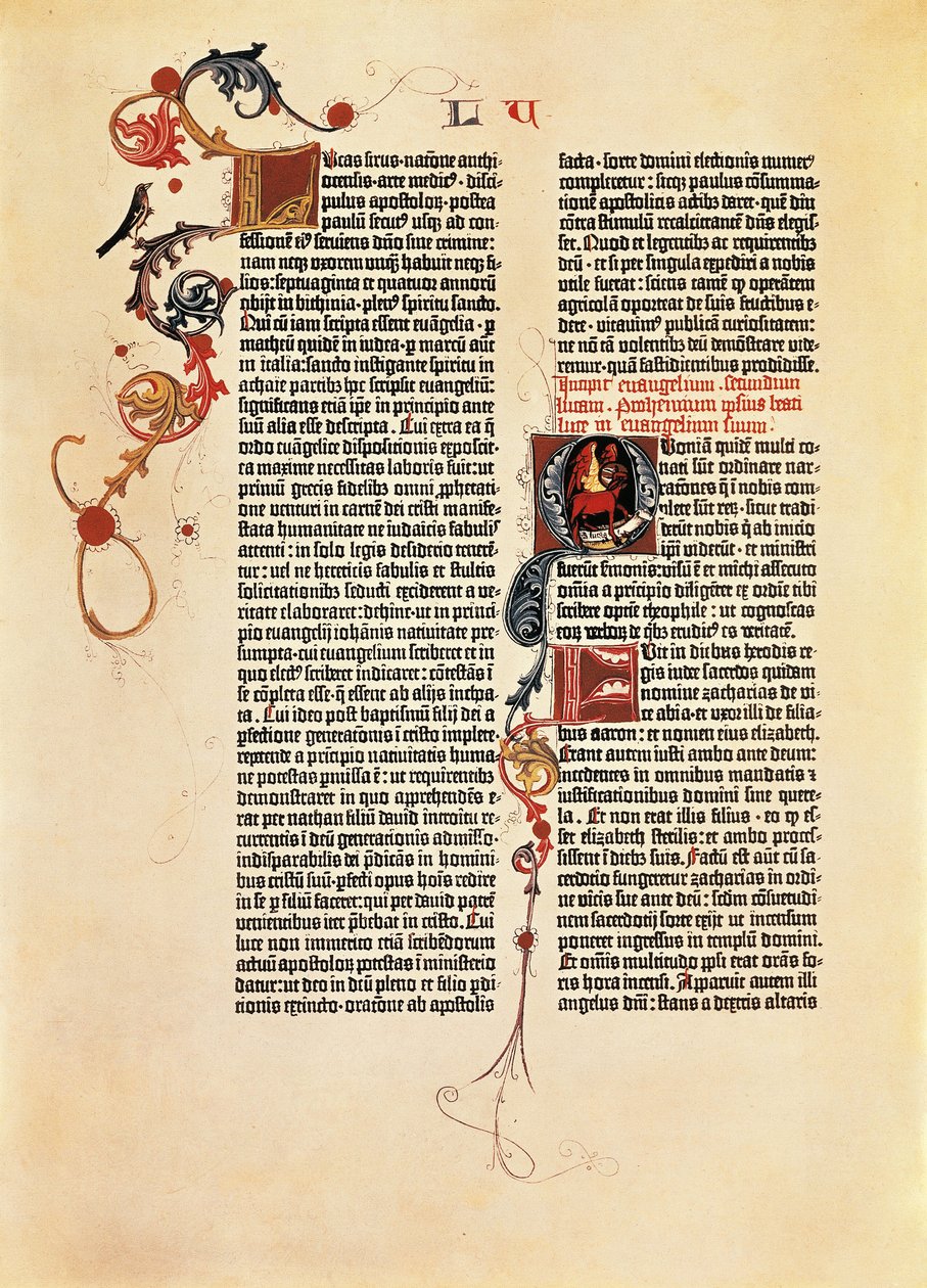 İncil sayfası Mazarine (B42) by Johannes Gutenberg
