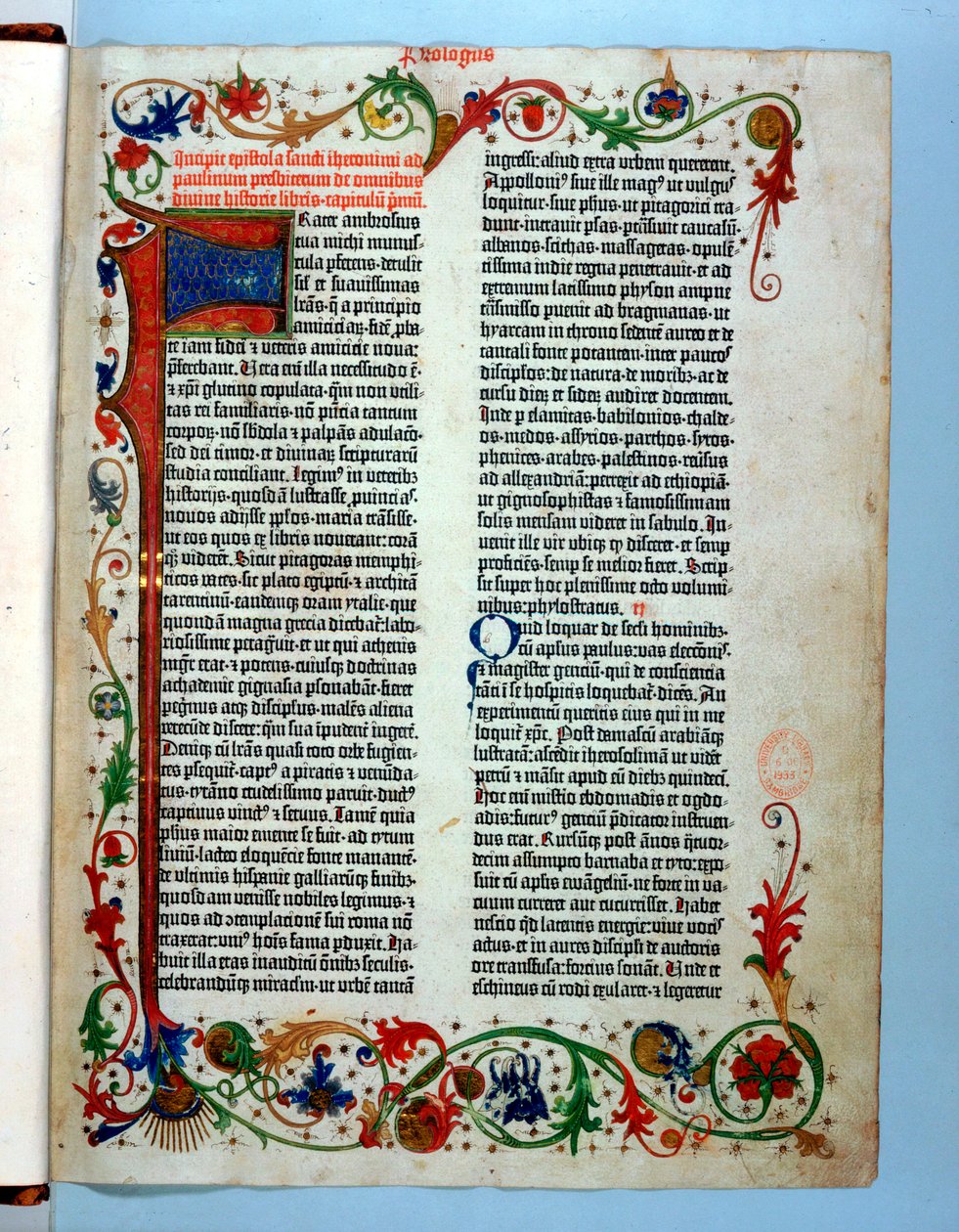 Gutenberg İncilinden bir sayfa, 1455 by Johannes Gutenberg