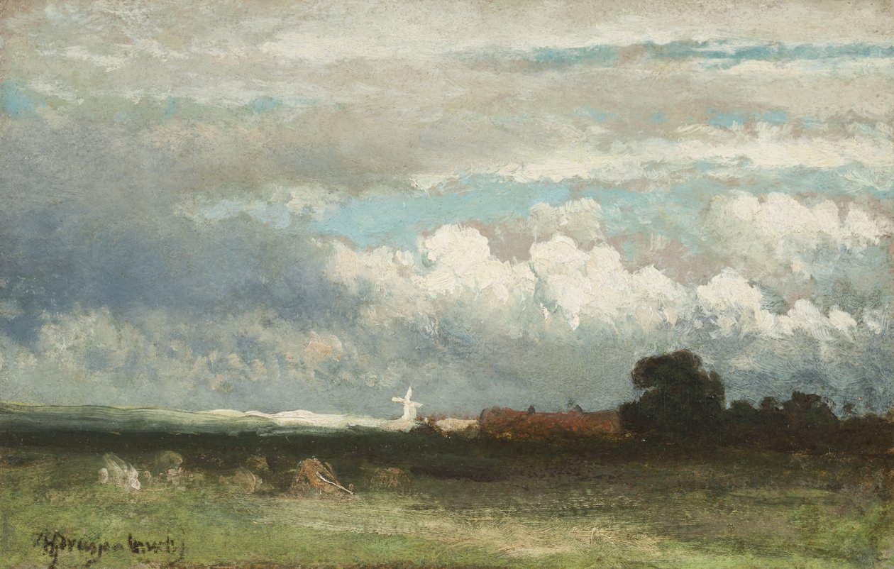 Lahey Yakınlarındaki Kum Tepelerinde Güneşli Bir Yel Değirmeni by Johannes Hendrik Weissenbruch