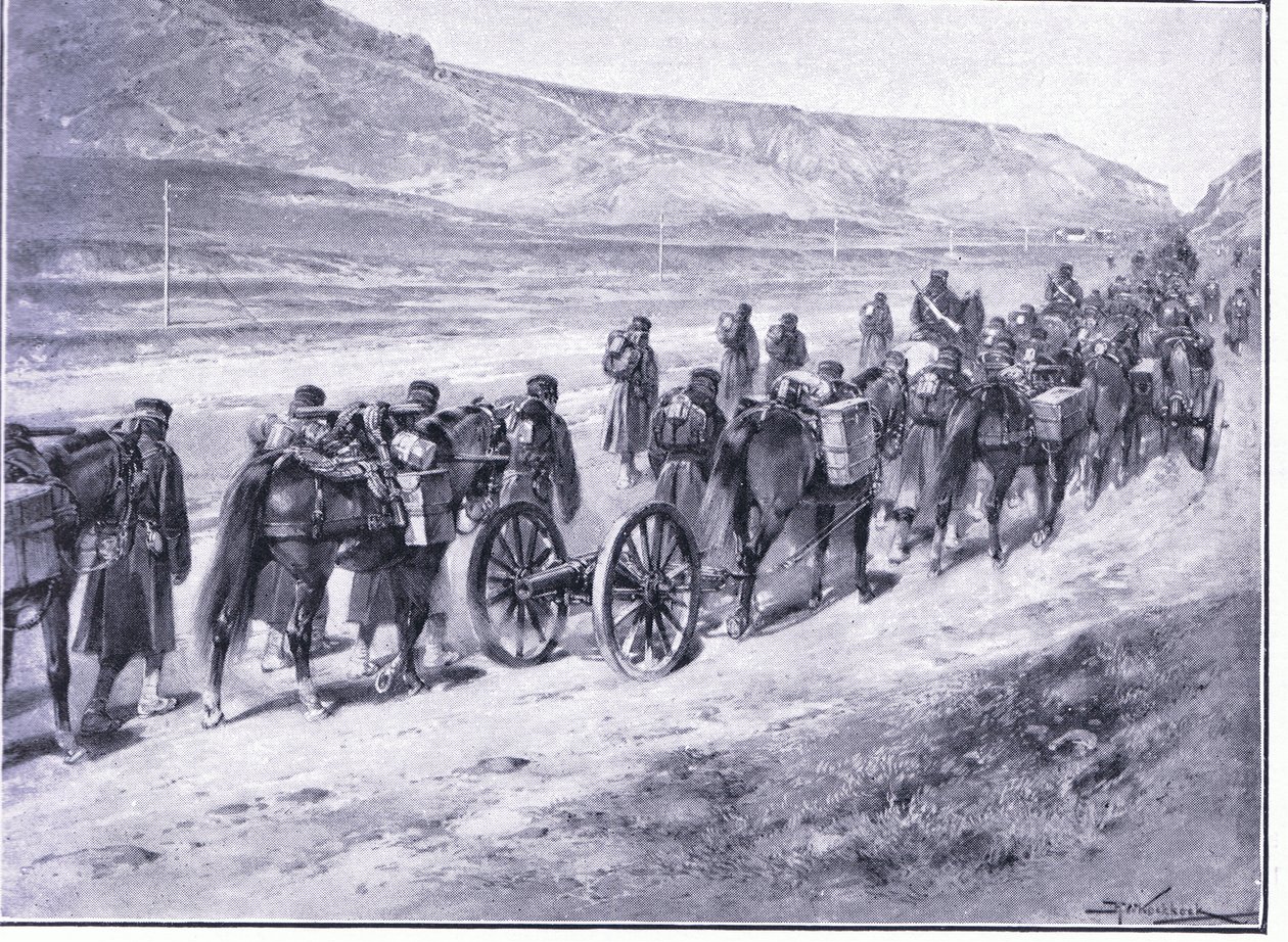 Ichon yolunda bir dizi sahra silahı, Cassells History of the Russo-Japon War Vol 1, c.1900