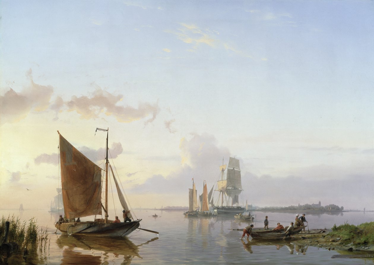 Bir Haliçte Yelkenli Gemiler, 1853 by Johannes Hermann Barend Koekkoek