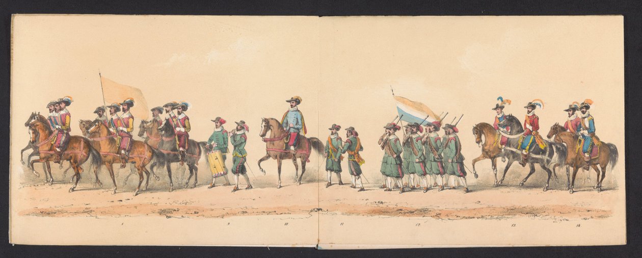 Groningen Uygulamalı Bilimler Üniversitesi öğrencileri tarafından yapılan tarihi geçit töreni, 1850 (levha 2) Maurits, Orange Prensi, Nassau Kontu, vb. ve Willem Lodewijk, Nassau Kontu