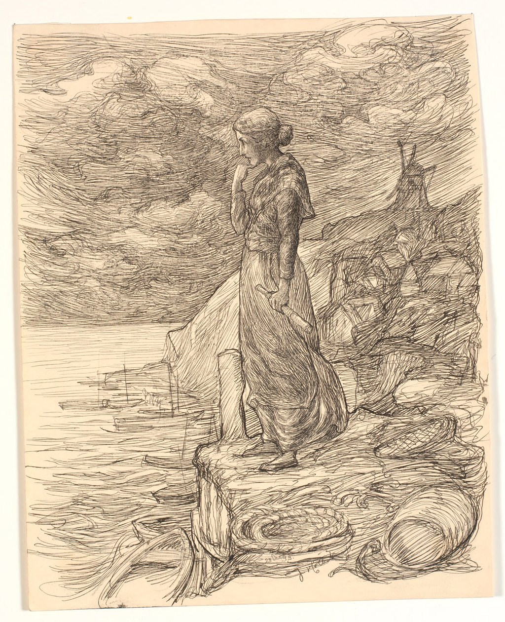 Alfred Tennyson "Enoch Arden" ile ilgili çizim by Johannes Holbek