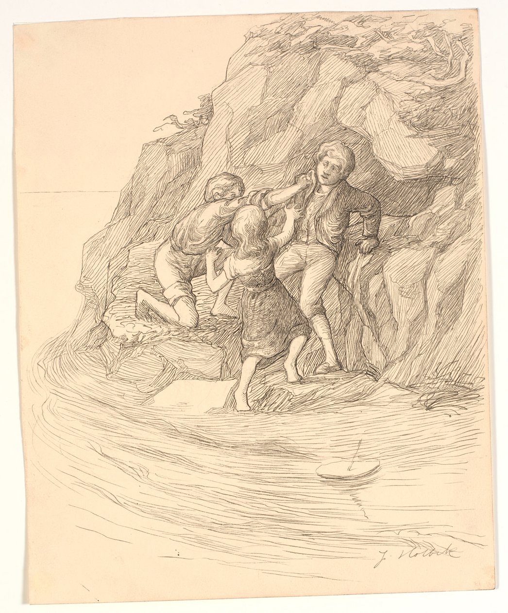Alfred Tennyson "Enoch Arden" ile ilgili çizim by Johannes Holbek