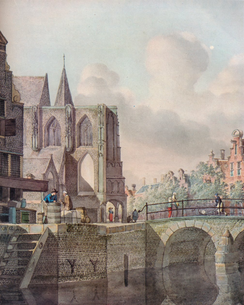 Köprü ve Kilise ile Kıta Nehri Manzarası, 18. yüzyıl by Johannes Huibert Prins