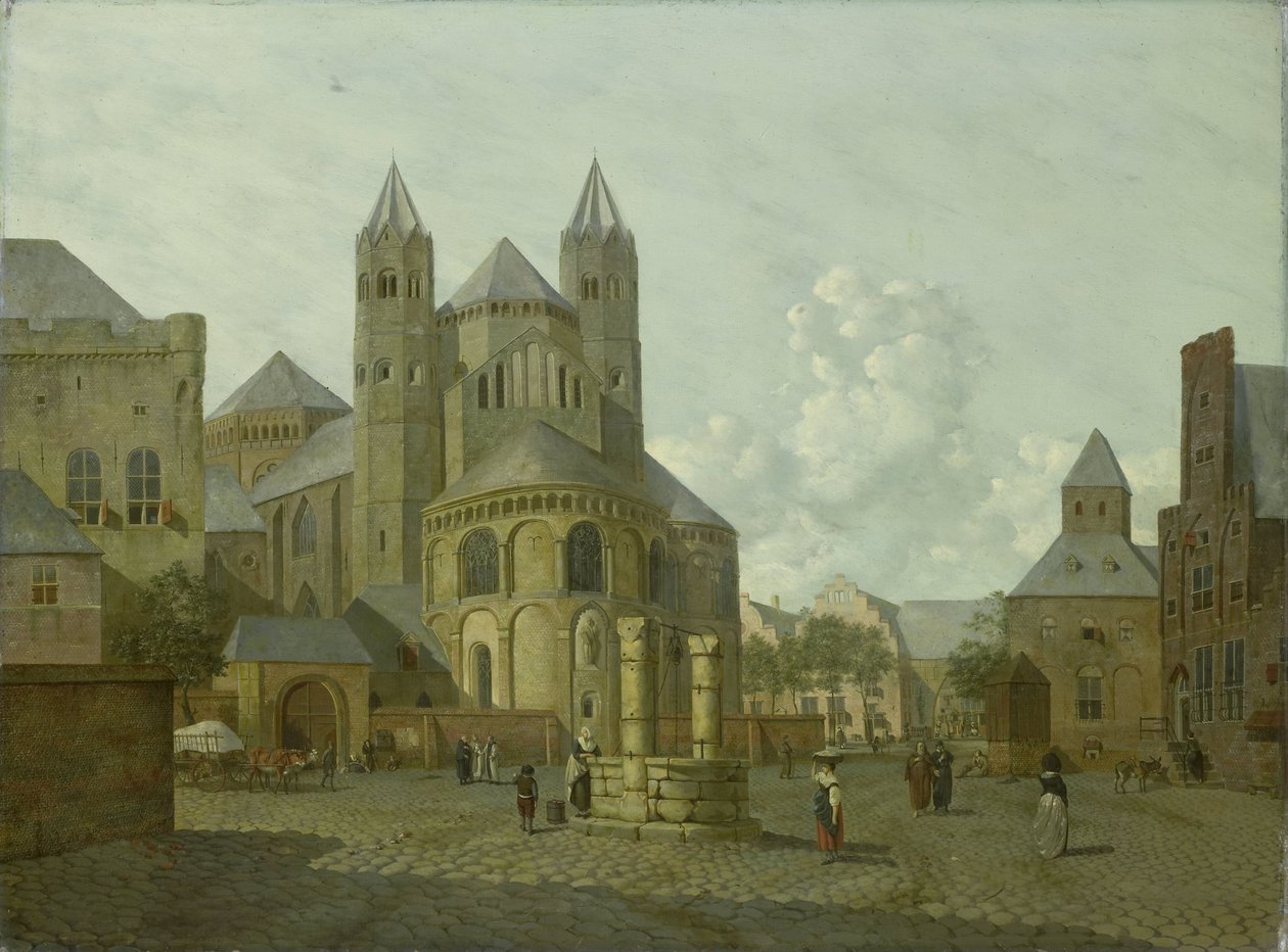Romanesk Kilise ile Hayali Şehir Manzarası by Johannes Huibert Prins
