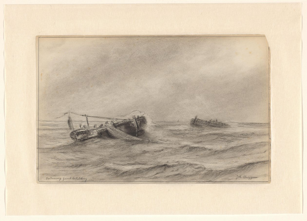 Denizde balıkçı gemileri by Johannes Huygens (signed by artist)