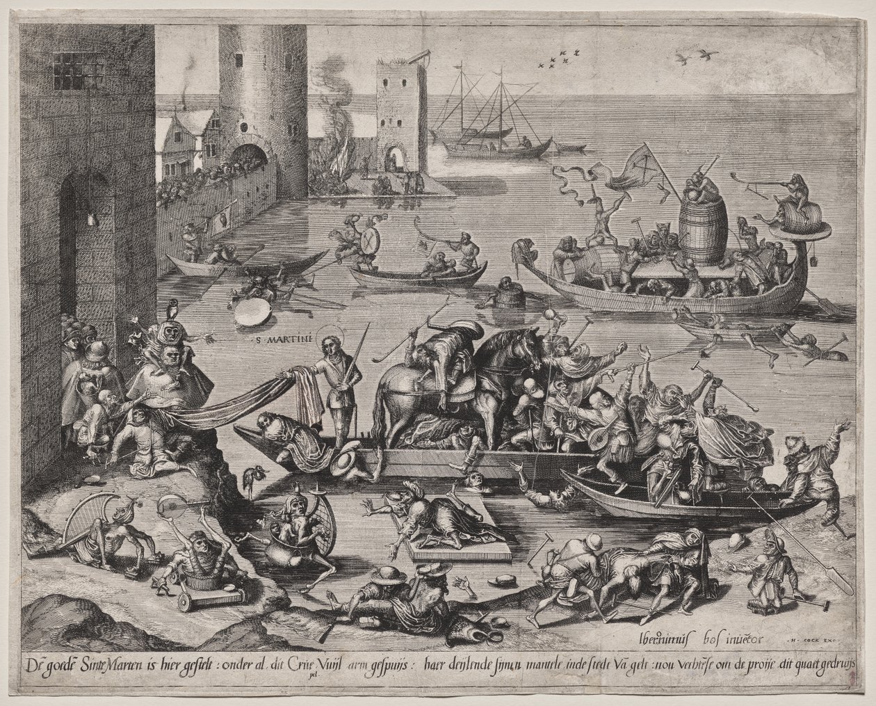 Bir Gemide Atı ile Saint Martin by Johannes I van Doetecum (d. 1605)
