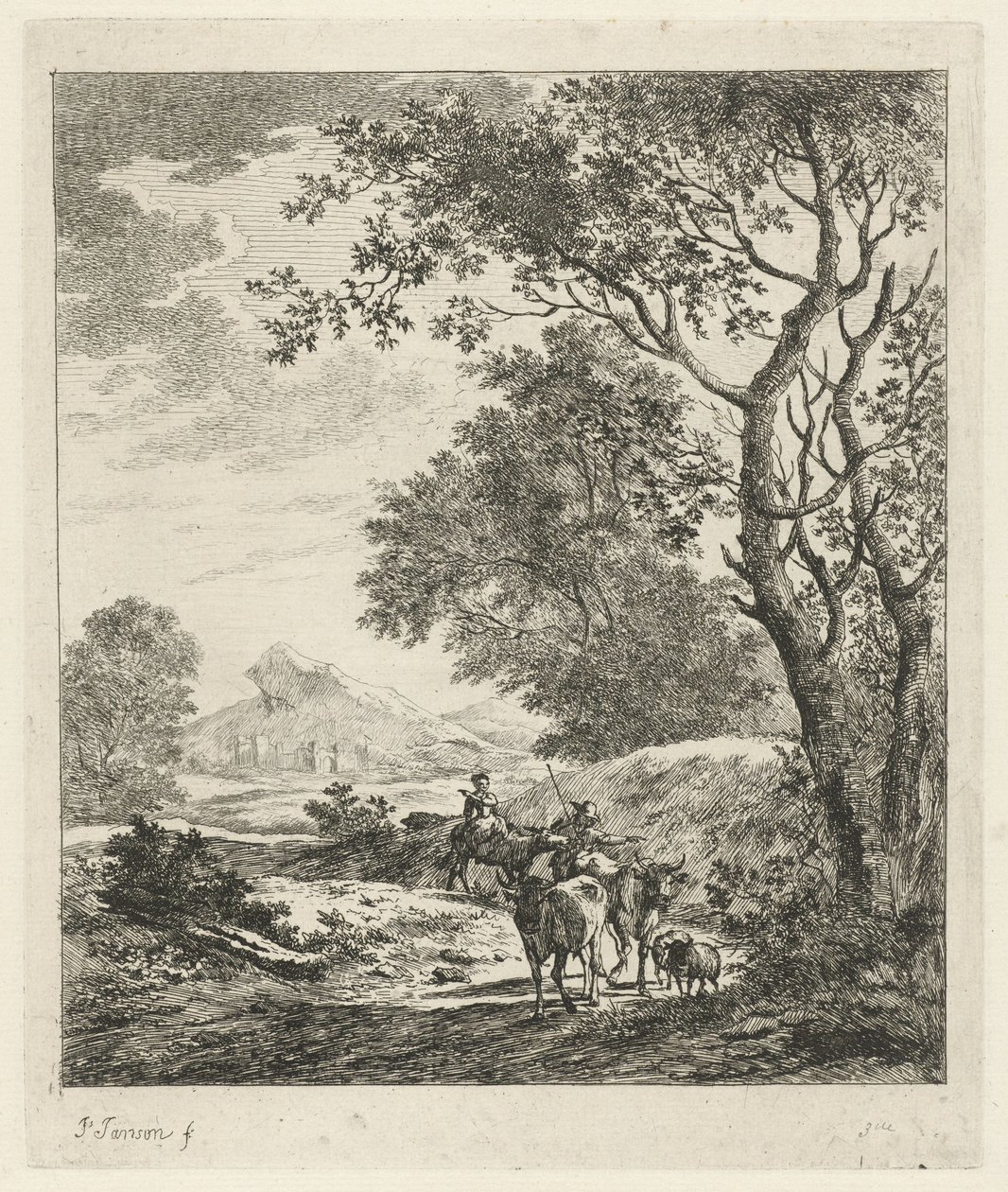 Çoban ve Sığır ile Manzara by Johannes Janson