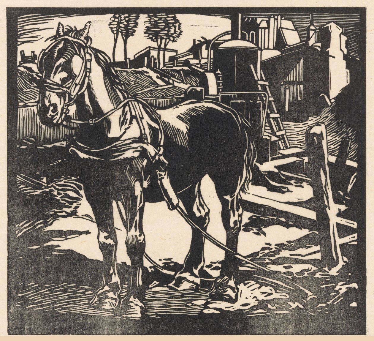 Gerilmiş araba atı by Johannes Josephus Aarts (signed by artist)